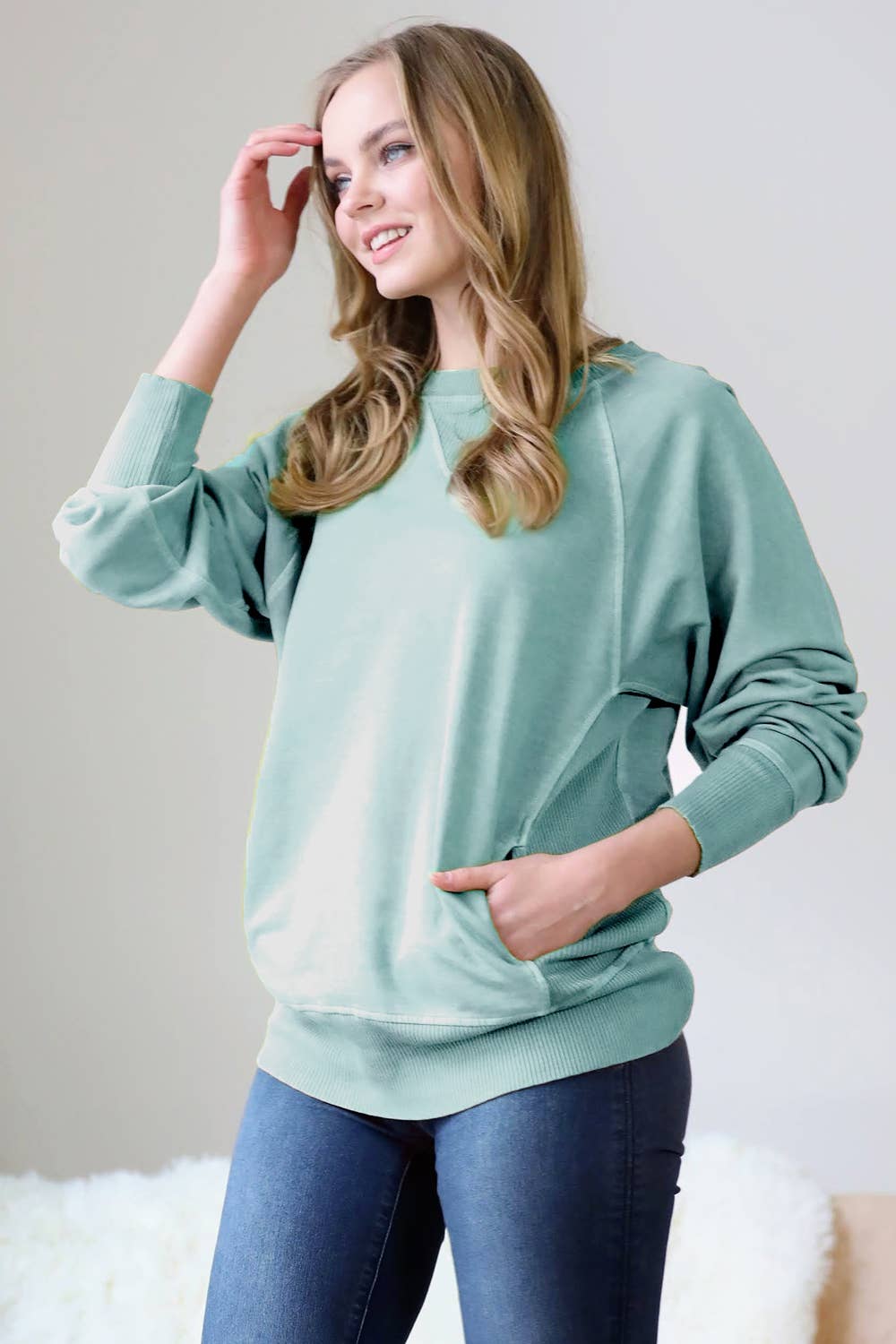 French Terry Pullover With Side Pockets