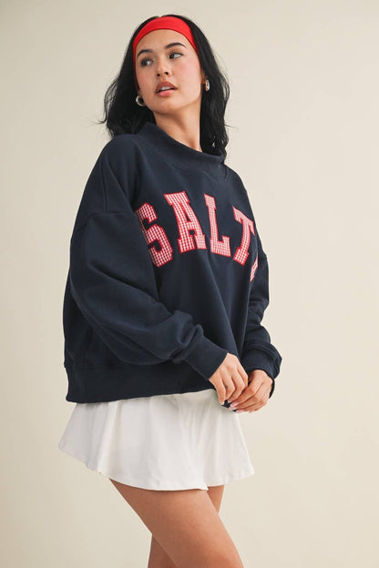 Salty Oversized Mock Neck Sweatshirt