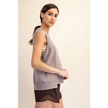 MINERAL WASHED SLEEVELESS PULLOVER