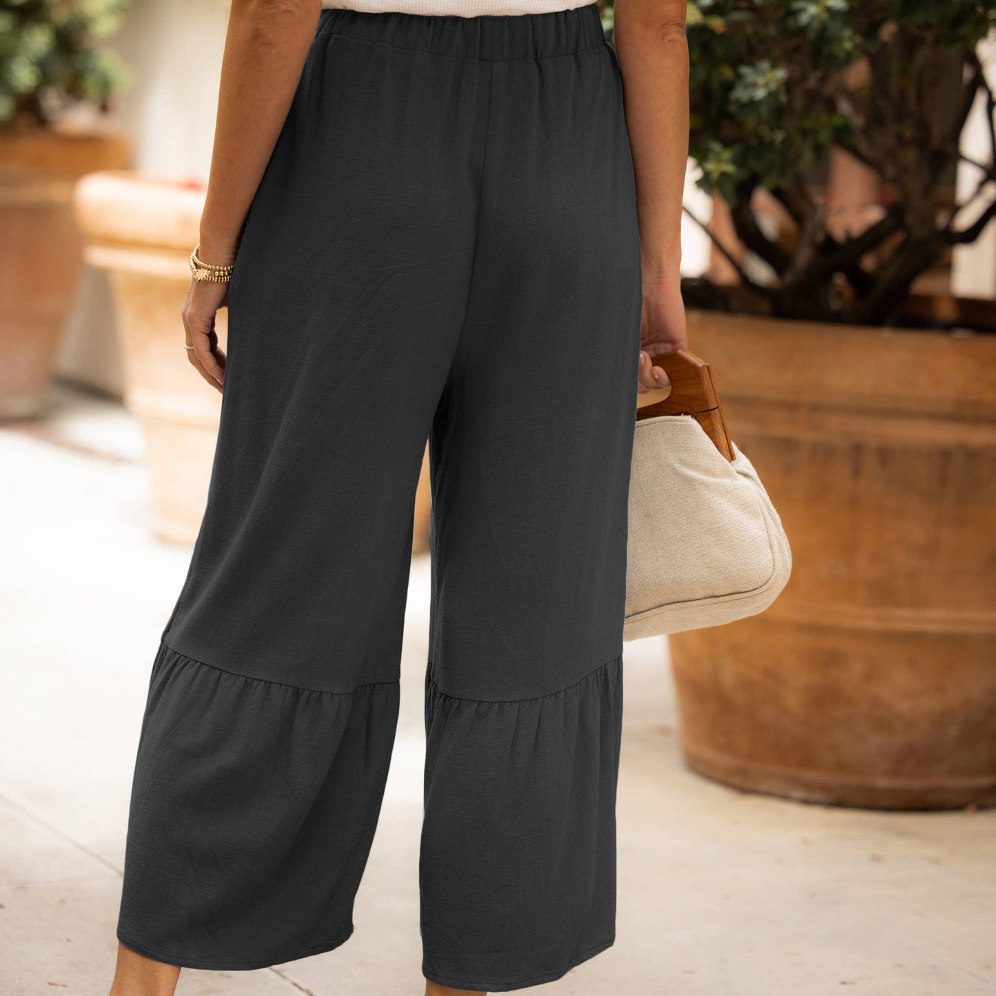 Nichole Crop Tiered Wide Leg