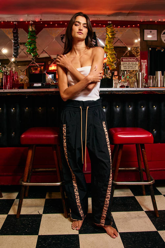 Cheetah Side-Striped Windbreaker Pants