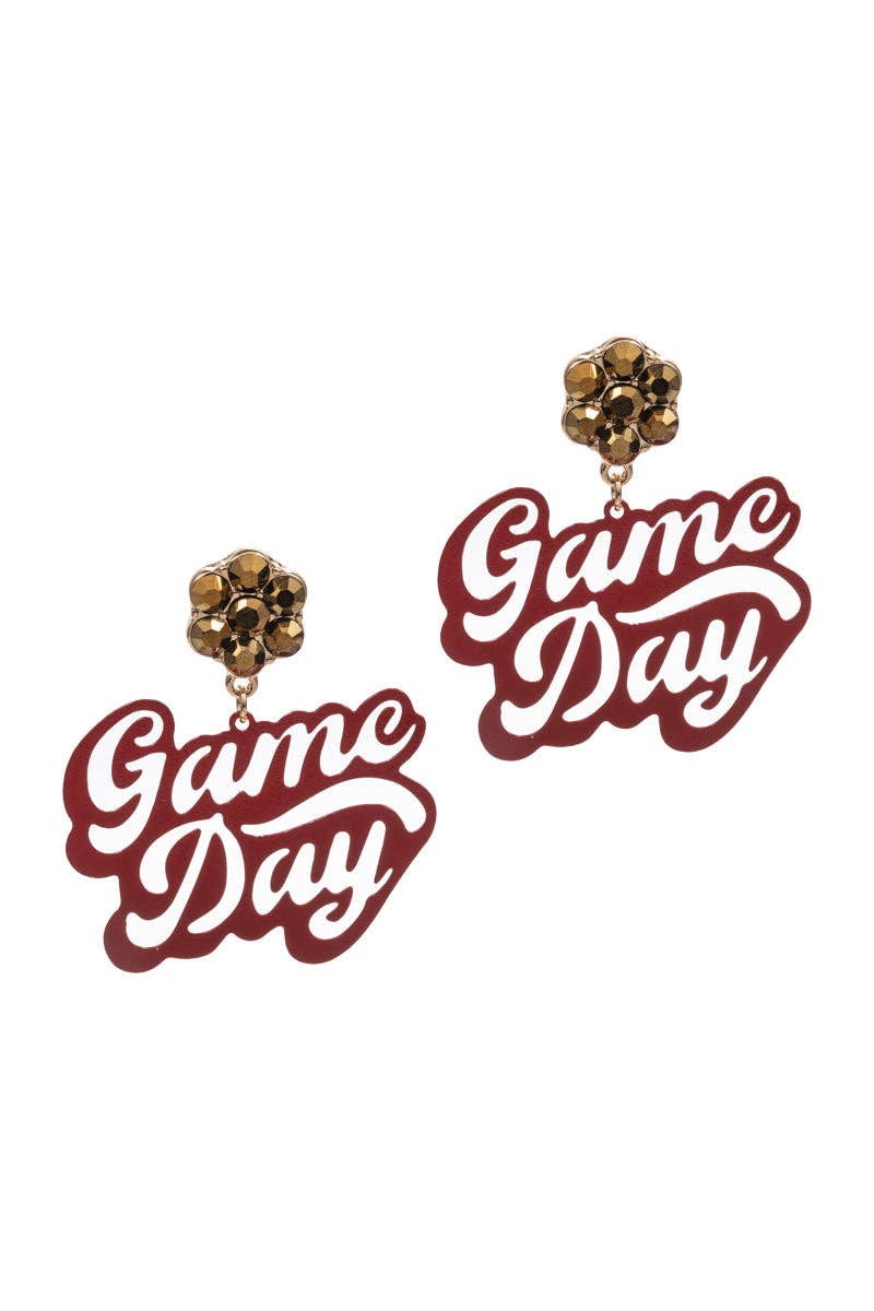 Game Day Shaped Brass Metal Post Earrings