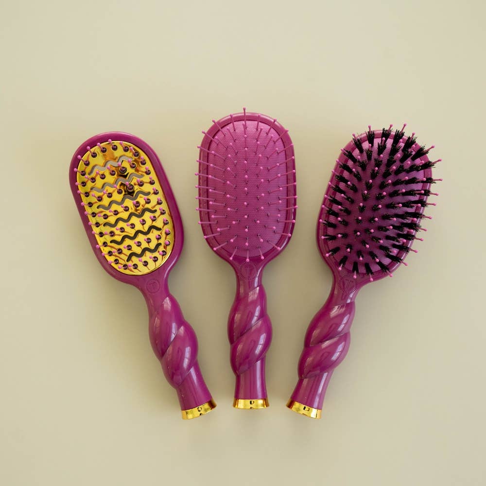 Mini Boar Bristle Hair Brush - Mulberry