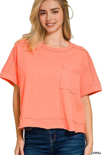 Sammy  Exposed Seam Raw Hem Oversized Tee