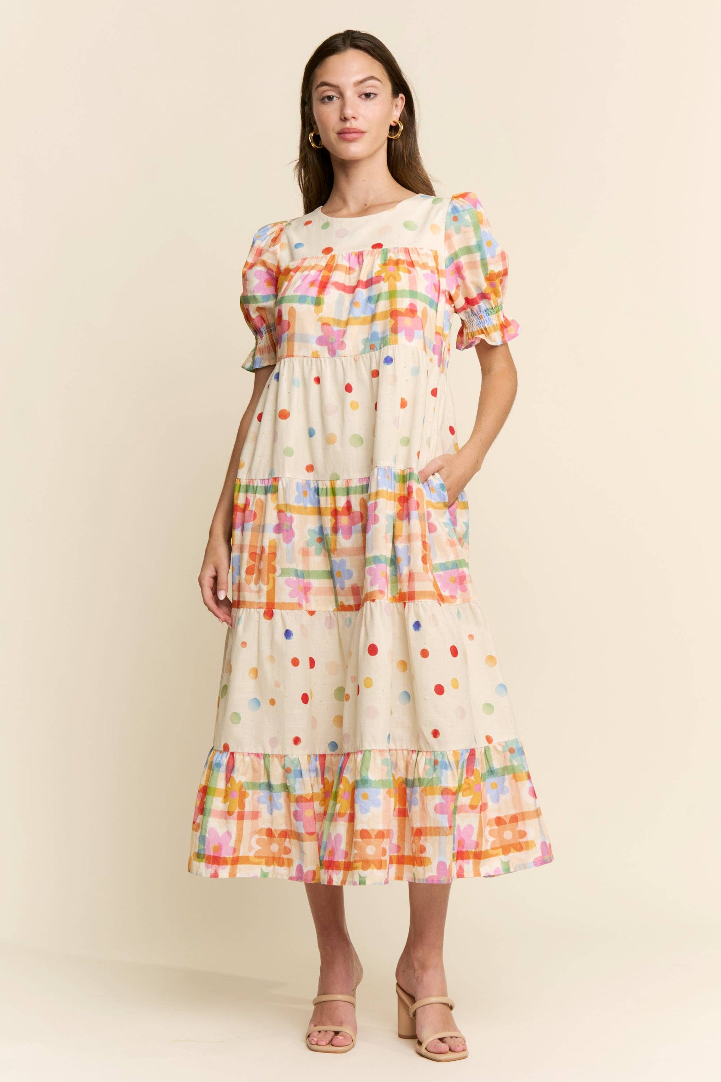 MULTI COLOR FLORAL TIERED DRESS