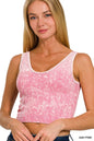 Blair Washed Ribbed Cropped Bra Padded V-neck Tank Top