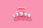 Claw Hair Clip - Large - Translucent Pink w/ Pearl Beads
