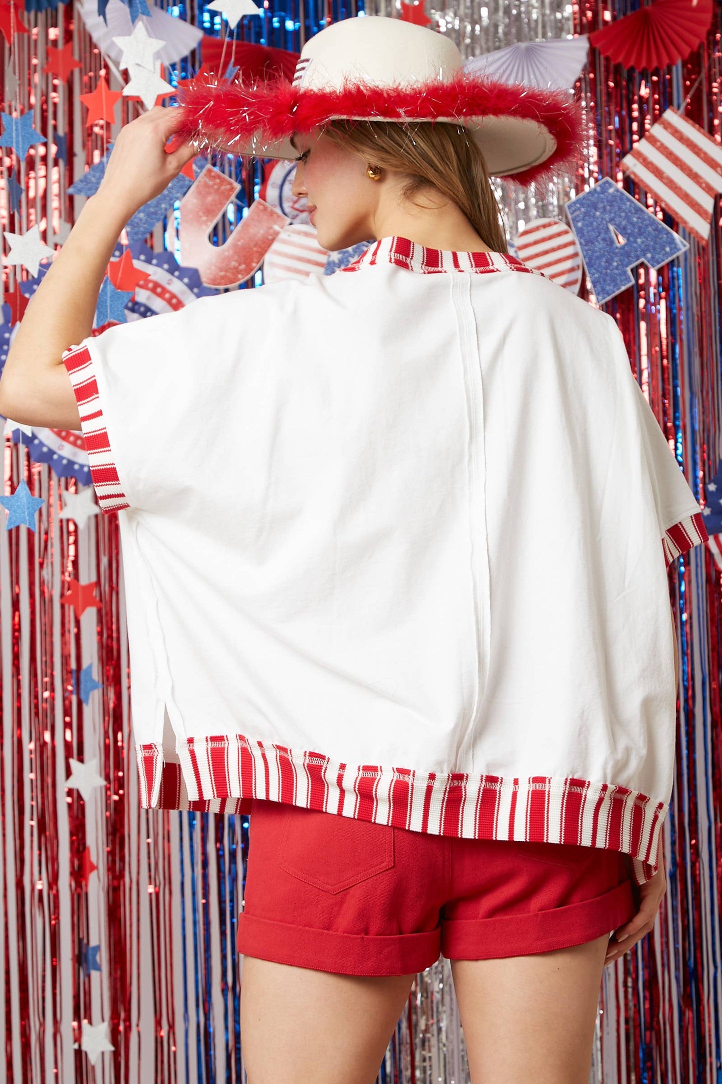 'USA' Lettering Short Sleeve Top