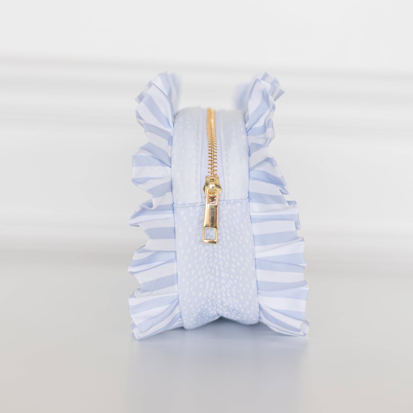 Blue Fawn Ruffled Nylon Medium Pouch