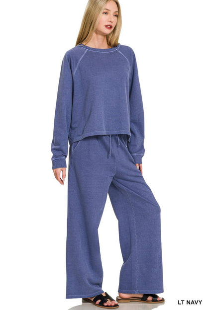 Darlin Day Set- Washed French Terry Pullover & Pants 2PC Set