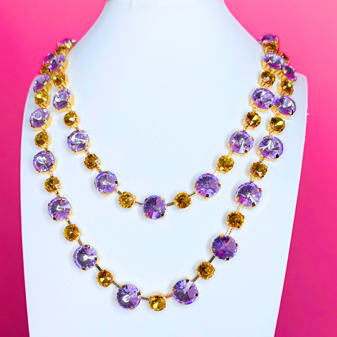 Purple/Gold Crystal Layer Necklace