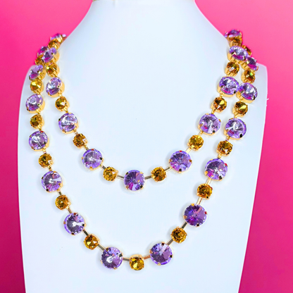 Purple/Gold Crystal Layer Necklace