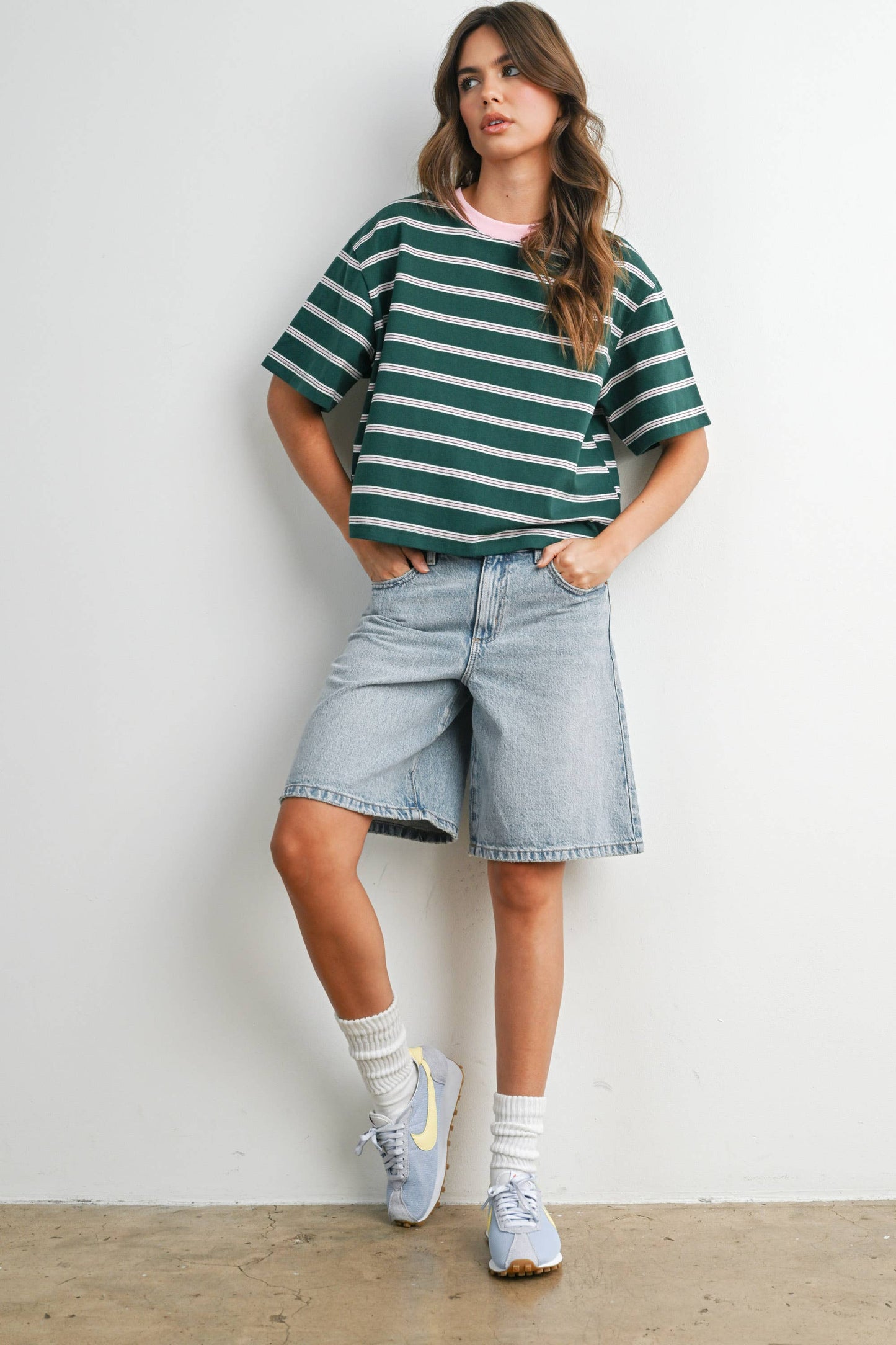 Sam Striped Boxy Cropped T-Shirt