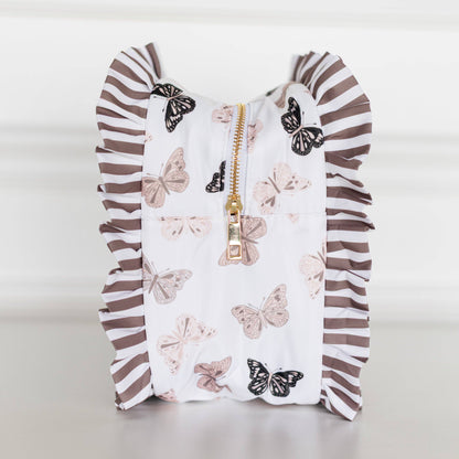 Butterfly Season Ruffled Nylon XL Pouch