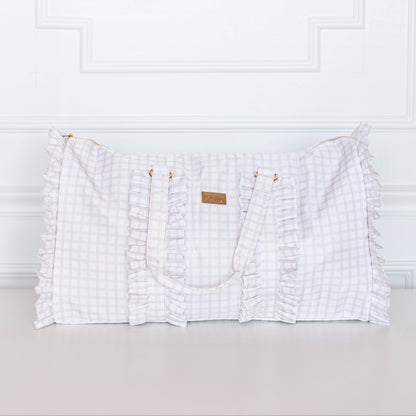 Nude Plaid Ruffled Nylon Weekender