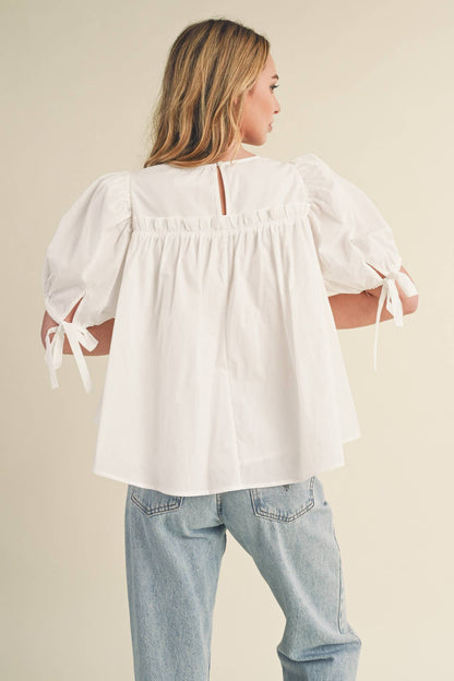 SWEET LEMONADE TIERED SHIRRING PUFF SLEEVE