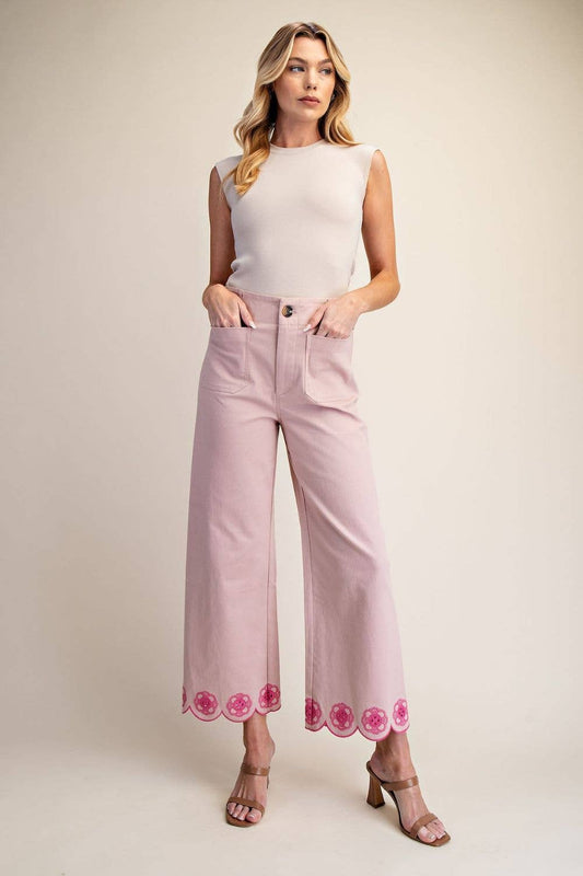 Harper Colette Scallop-Hem Wide-Leg Pants