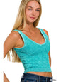 Blair Washed Seamless Rib Crop Tank w/ Removable Bra