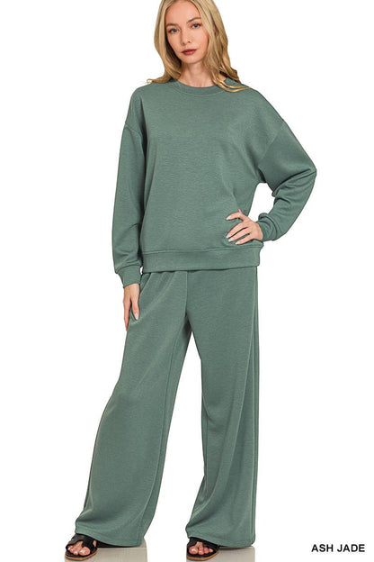 Sunday Snuggle Scuba Crewneck Pullover & Pants 2 Piece Set