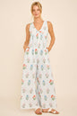 Maggie Floral Stripe V-Neck Backless Jumpsuit