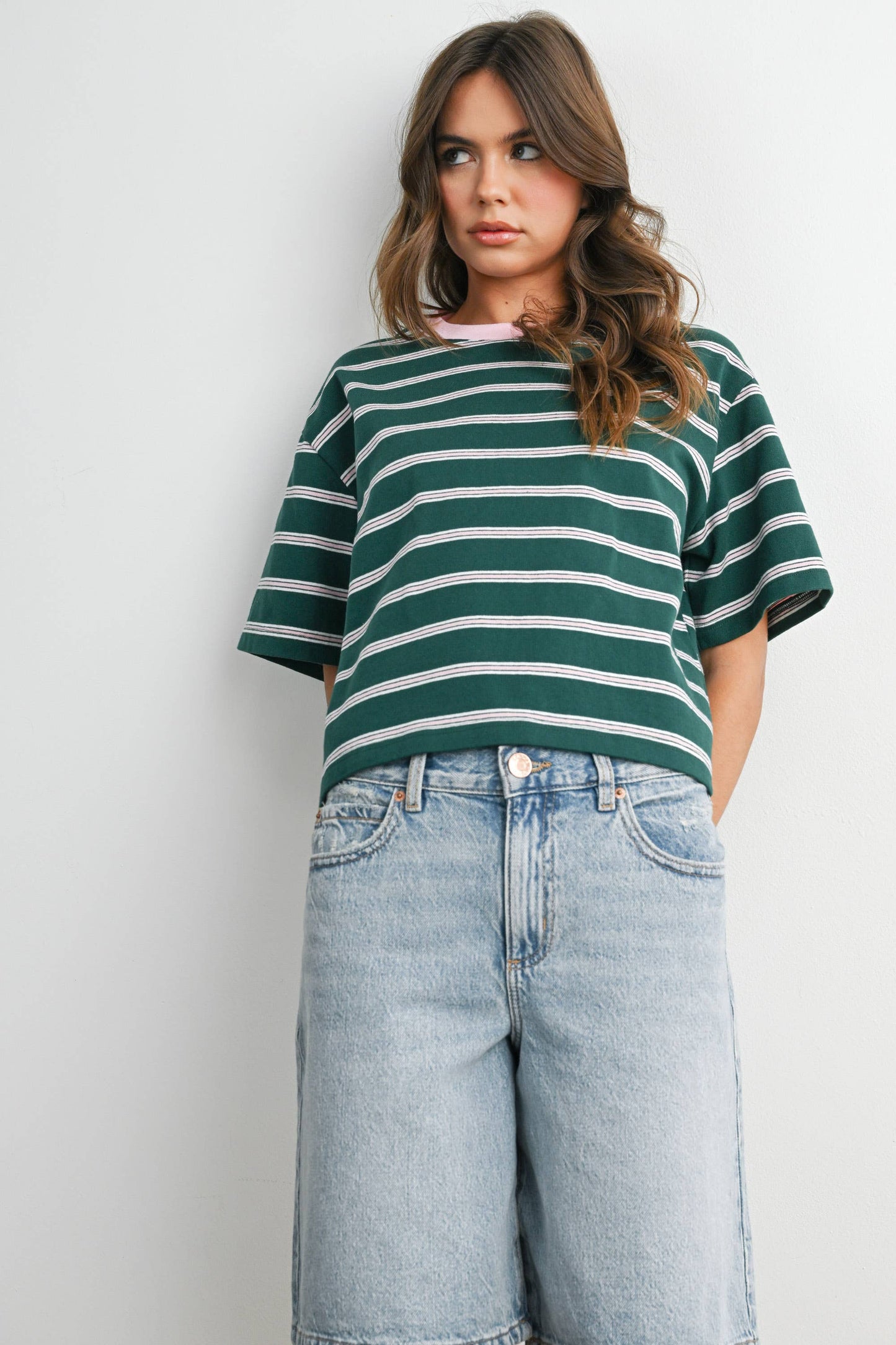 Sam Striped Boxy Cropped T-Shirt