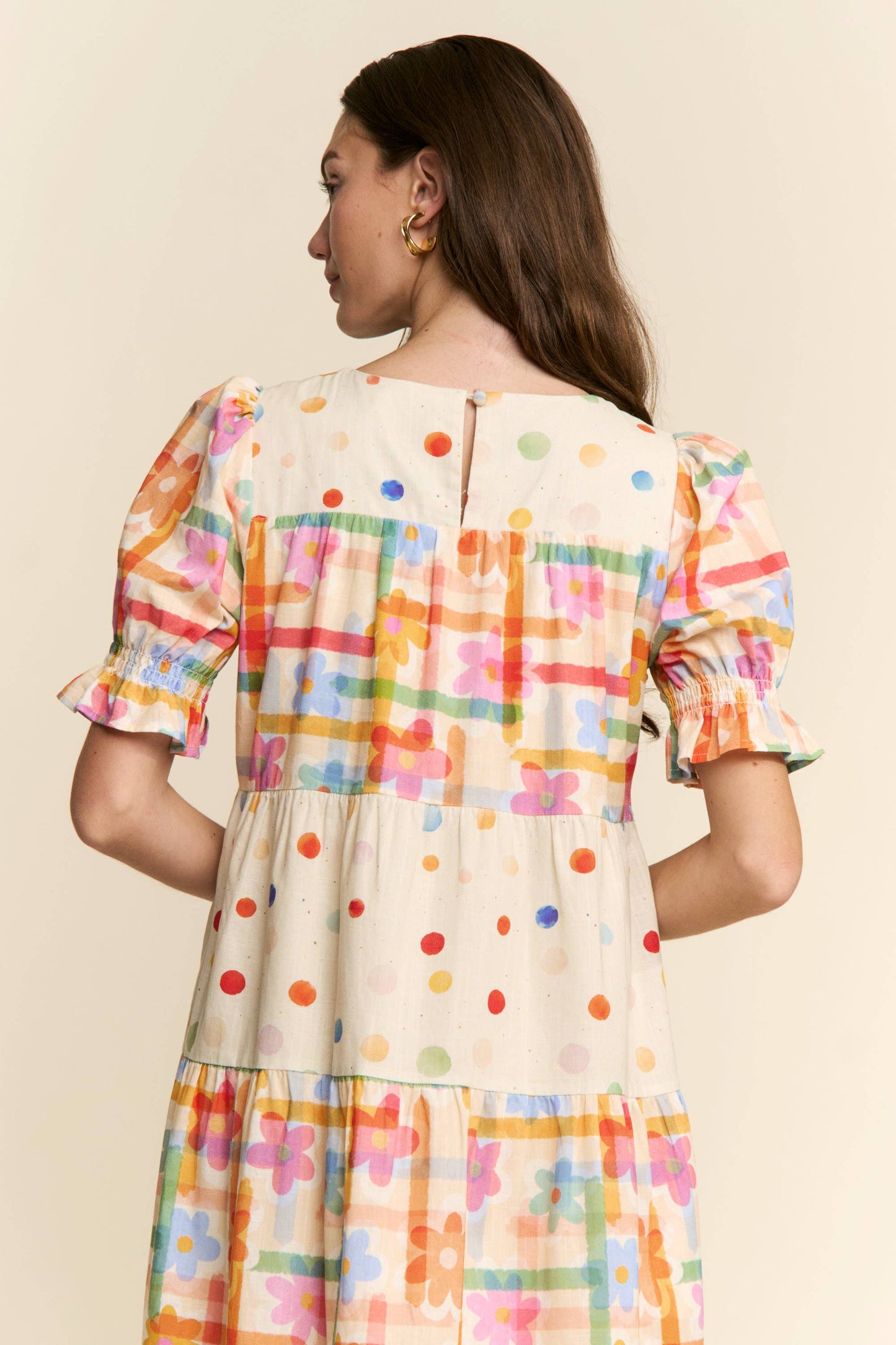 MULTI COLOR FLORAL TIERED DRESS