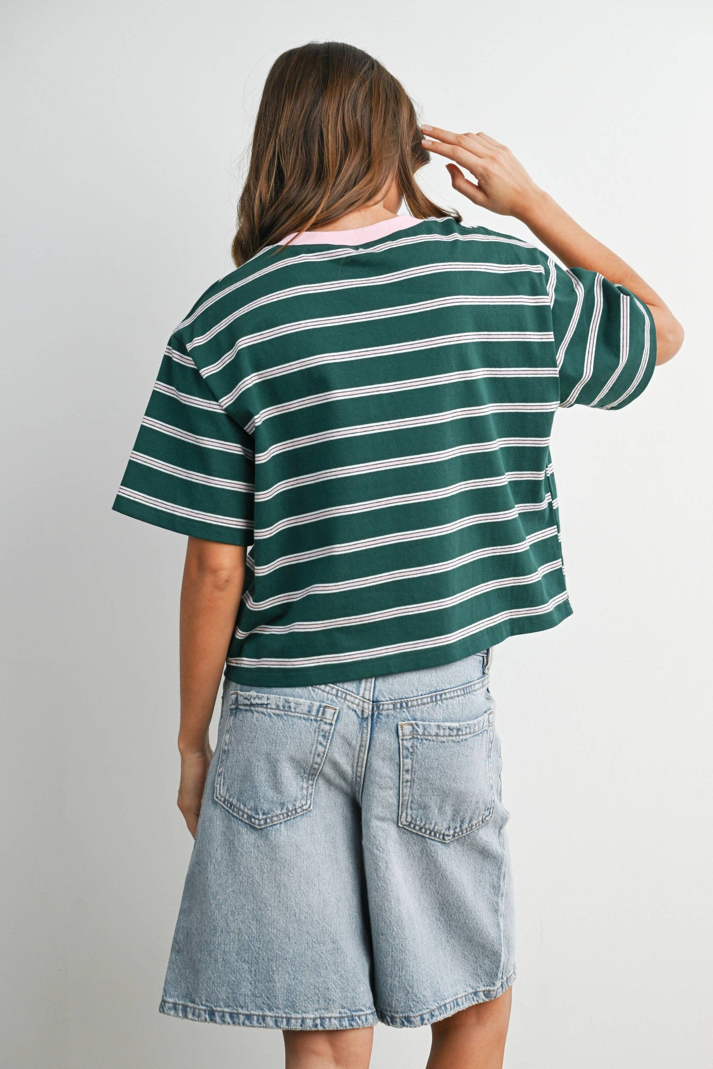 Sam Striped Boxy Cropped T-Shirt