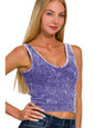 Blair Washed Seamless Rib Crop Tank w/ Removable Bra