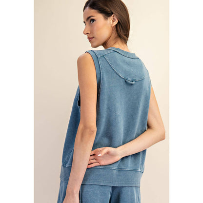 MINERAL WASHED SLEEVELESS PULLOVER