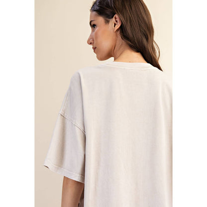 PRISCILLA  MINERAL WASHED COTTON OVERSIZED SLIT TEE & SHORTS