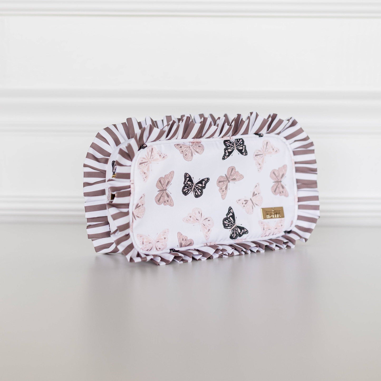 Butterfly Season Ruffled Nylon Medium Pouch