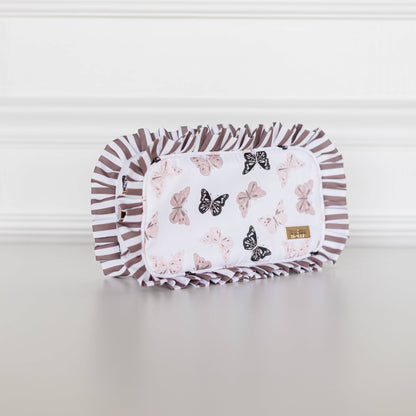 Butterfly Season Ruffled Nylon Medium Pouch