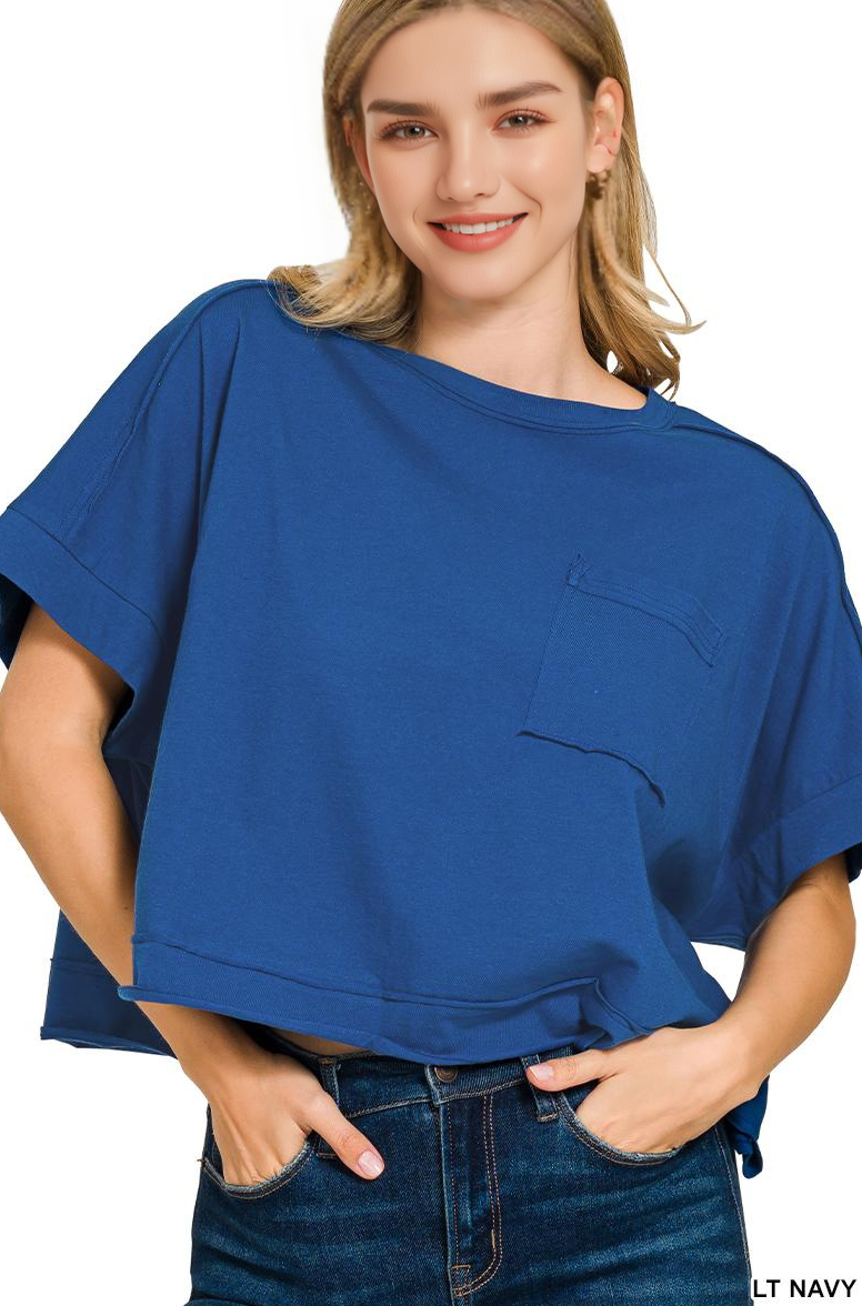 Sammy  Exposed Seam Raw Hem Oversized Tee