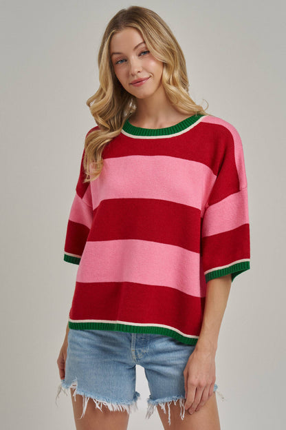 CHRISTMAS WIDE STRIPE LOOSE FIT SWEATER