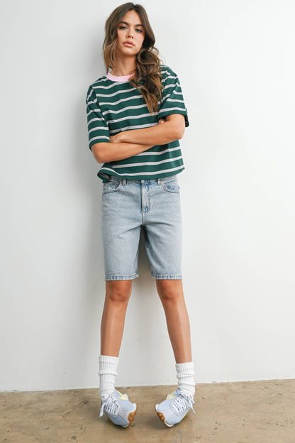 Sam Striped Boxy Cropped T-Shirt