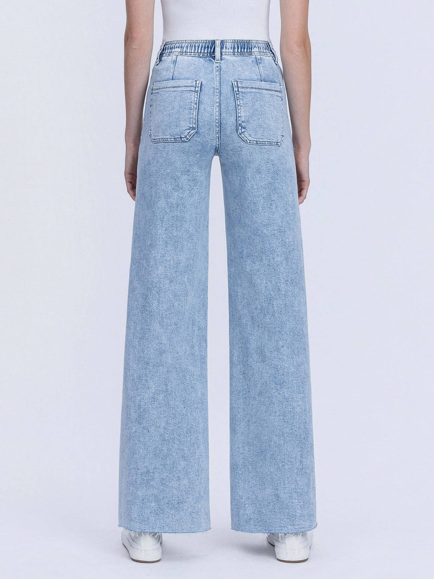 KIM HIGH RISE DRAWSTRING WAISTBAND WIDE LEG JEANS