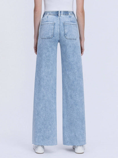 KIM HIGH RISE DRAWSTRING WAISTBAND WIDE LEG JEANS