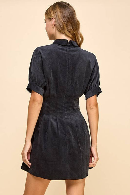 Karina Corduroy Embroidered Detail Dress