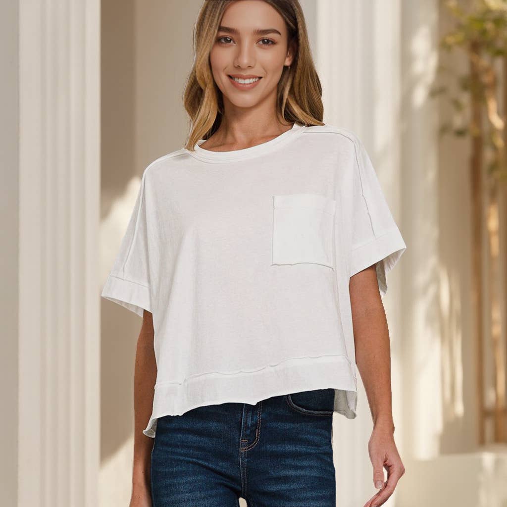 Sammy  Exposed Seam Raw Hem Oversized Tee