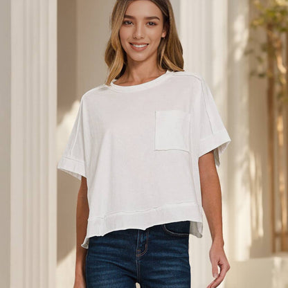 Sammy  Exposed Seam Raw Hem Oversized Tee