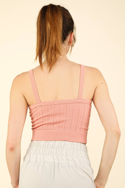 Blakely Cable Ribbed Fitted Crop Knit Tank Top