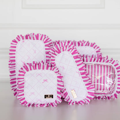 Goldie Girl Bows Ruffled Nylon Large Clear Pouch
