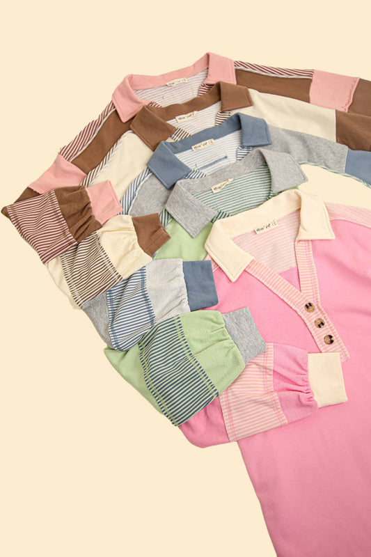 NT11851-Color Block Oversized Casual Knit Top