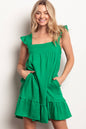 Madison Ruffled Solid Linen Backless Mini Dress