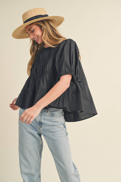 SWEET LEMONADE TIERED SHIRRING PUFF SLEEVE