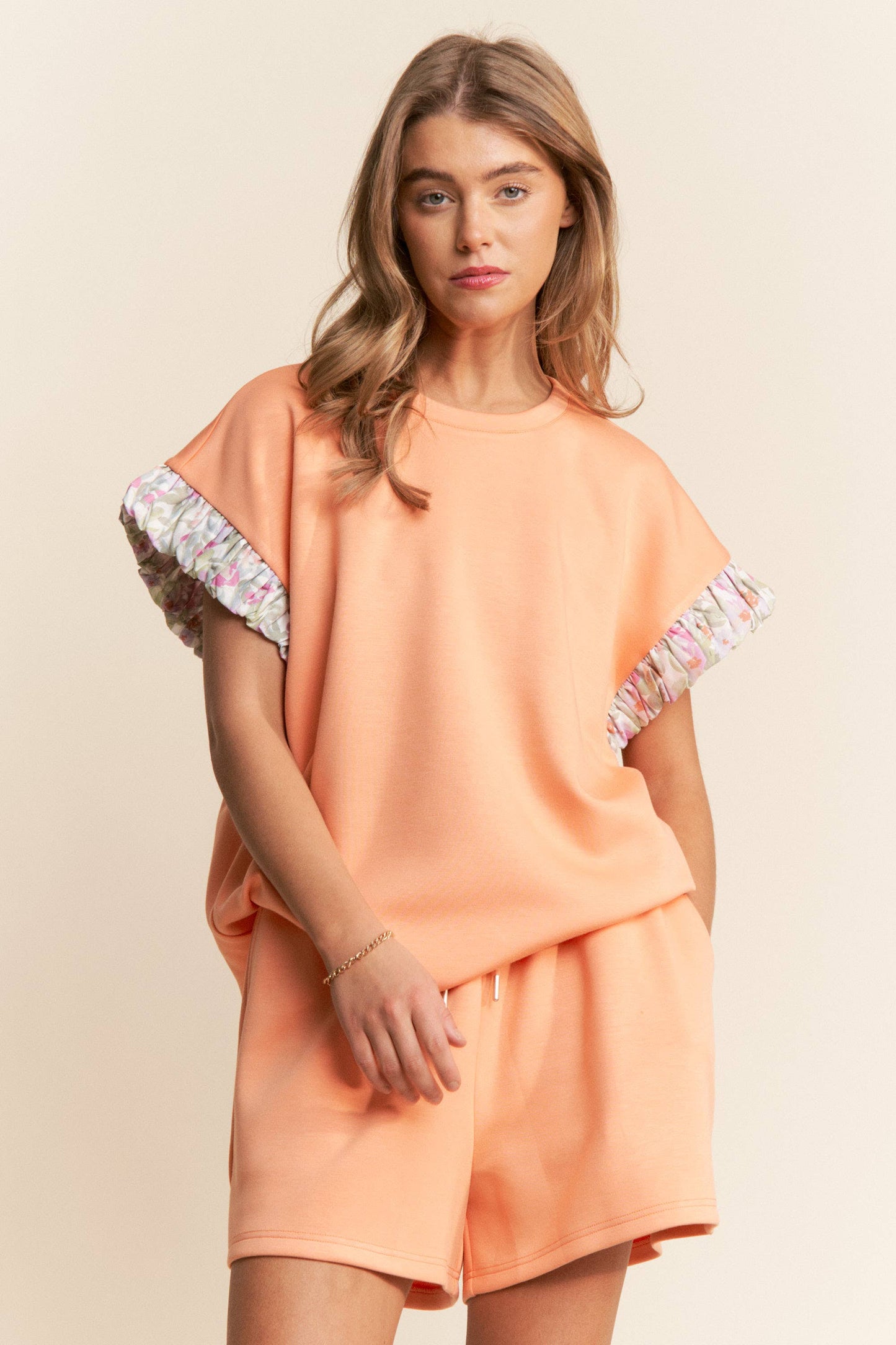 Sydnee Floral Print Short Sleeve Top and Shorts Set