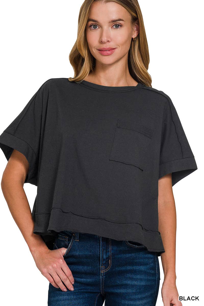 Sammy  Exposed Seam Raw Hem Oversized Tee