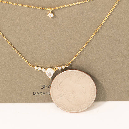 Dainty Layered Chain Rhinestone Charm Necklace