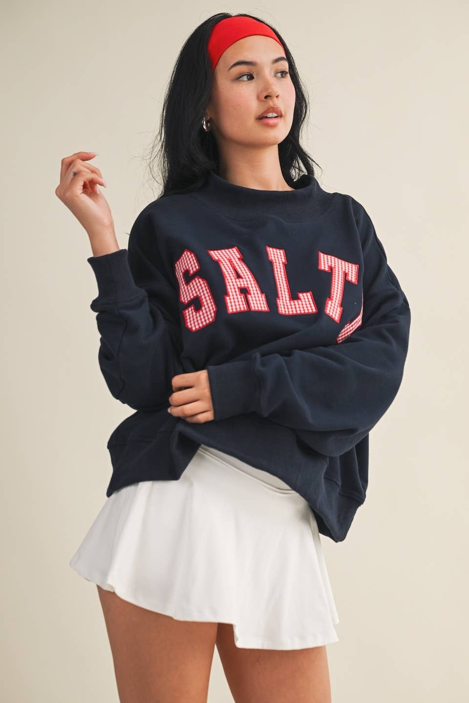 Salty Oversized Mock Neck Sweatshirt