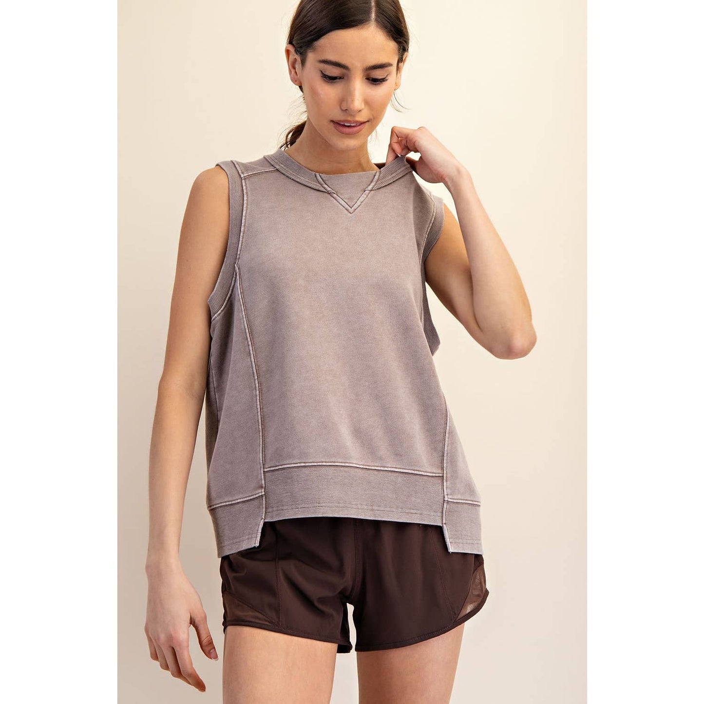 MINERAL WASHED SLEEVELESS PULLOVER